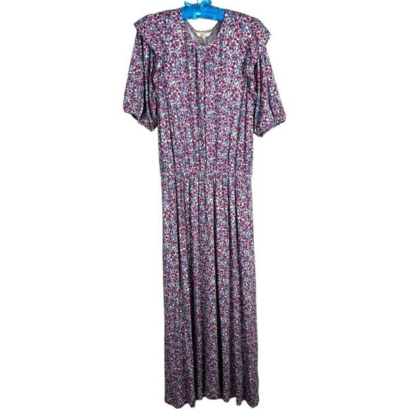 BODEN PAISLEY SHORT SLEEVE RUFFLE JERSEY MIDI DRESS US 12 LONG - Picture 4 of 15